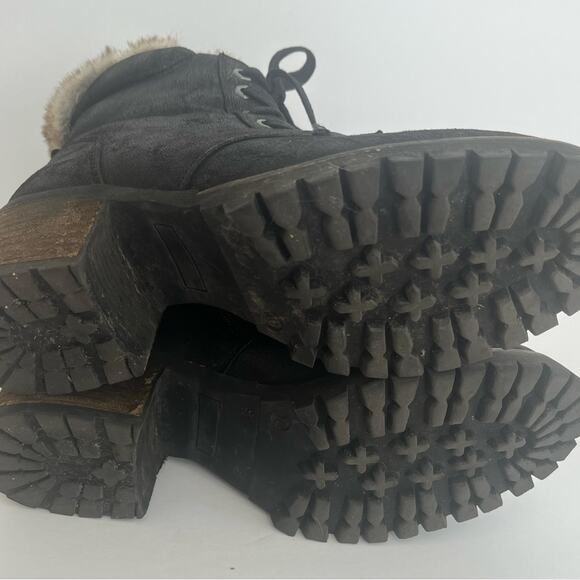 Women's Steve Madden Comfort Black Vegan Leather Lace Up Booties Boots Size 10 - Picture 3 of 7